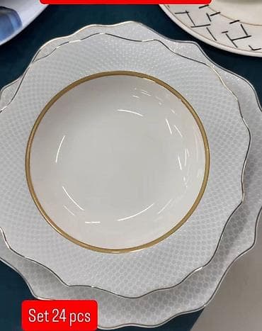 veliki lonci za kuvanje: Set porcelanskih tanjira – 24 dela Elegantni komplet za trpezariju sa — 1