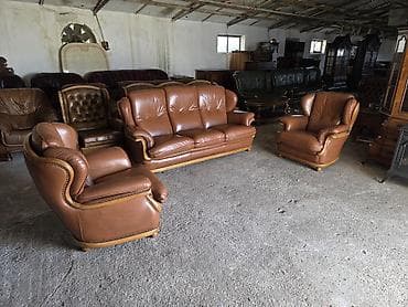 dvosed i dve fotelje: Kožna garnitura za dnevni boravak – set 1 - Sastav: trosed sa tri — 7