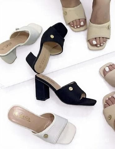 moje krpice svecane haljine: Ženske klompe/sandale sa blok potpeticom i kvadratnim vrhom. Model sa — 1