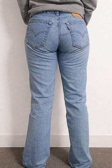 patike sa platformom: Svetloplavi denim, polustruk 38cm, srednji/visoki struk, farmerke — 2