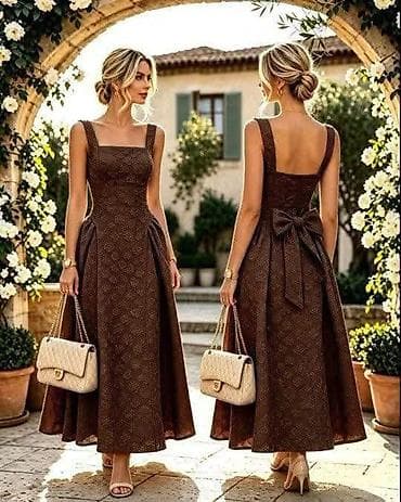 umbrela leskovac: Elegantna midi koktel/večernja haljina sa romantičnim detaljima Vel — 5