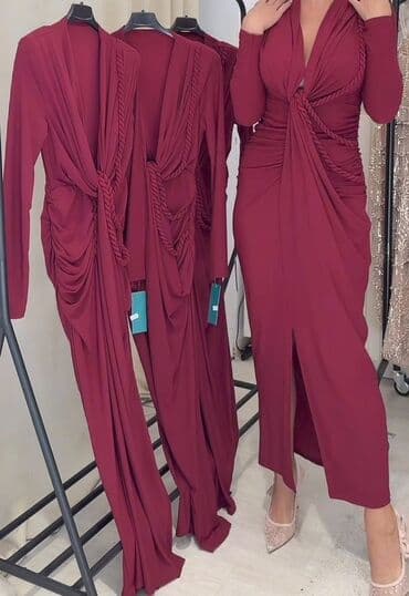 new yorker marame: Nova sa etiketom. Elegantna bordo haljina sa dugim rukavima i dubokim — 1