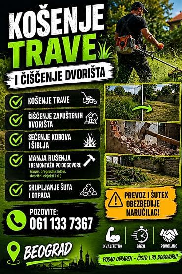 Profesionalne usluge: košenje trave i čišćenje dvorišta - Košenje
