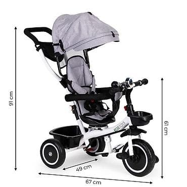 prečka za zgibove: TRICIKL SA ROTIRAJUĆIM SEDIŠTEM 360 ECOTOYS – GRAY Funkcionalan — 6