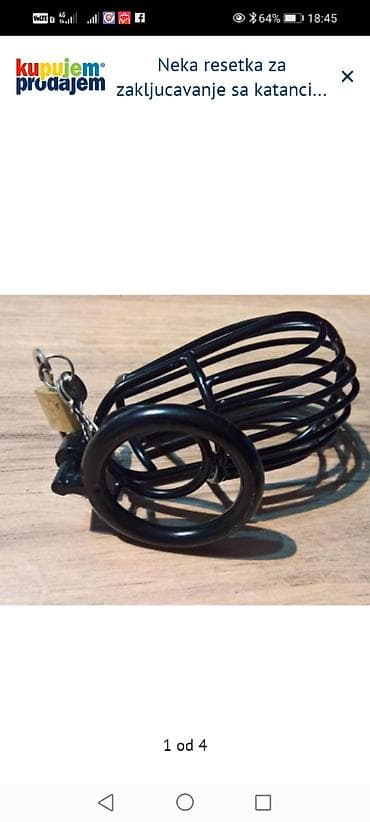 vreca za patike: Metalna zaštitna korpa sa katancem i dva ključa. - Materijal: čelična — 1