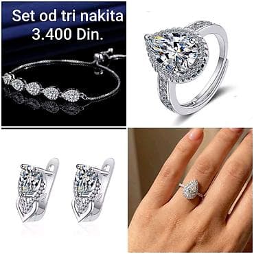 srebrn: Elegantni posrebreni set od tri nakita – elegantan komplet sa — 1