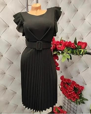 Elegantna ženska haljina sa pojasom i plisiranom suknjom - Kroj na lalafo.rs Elegantna ženska haljina sa pojasom i plisiranom suknjom - Kroj