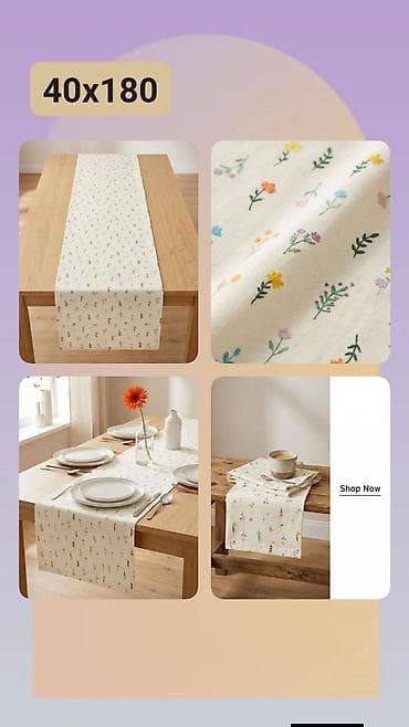 Dekorativni stoni trkač 40 x 180 cm - Dizajn: nežna krem osnova sa