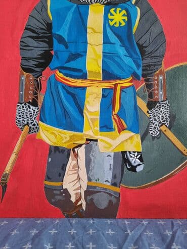 andrija i andjelka sve epizode: Slovenski vitez Radjeno na platnu 40×50cm Kombinacija akrila i — 5