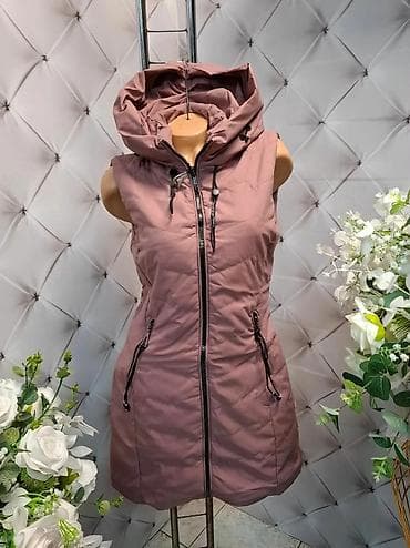 kyoto jakne: Ženska dugačija prsluk-jakna bez rukava sa kapuljačom - Model — 3