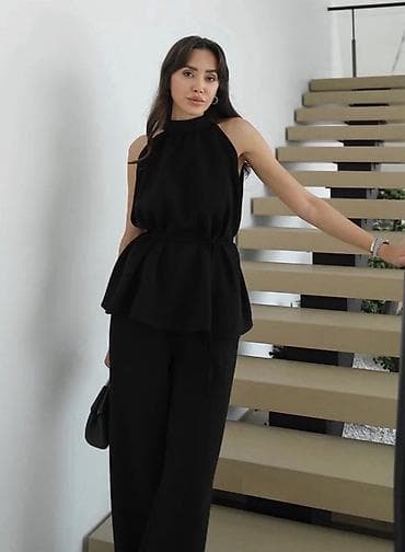 mango kompleti: Ženski komplet – široke pantalone i bluzica bez rukava sa rol-okruglim — 6