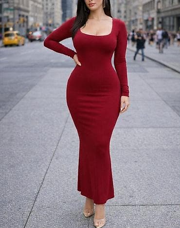 Kupaći kostimi: NOVA viralna kao SKiMS haljina, uz telo, burgundy, bordo Haljina — 1