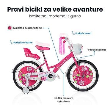 Dečiji bicikli: Dečija bicikla 16'' Cloris – SM-1 Roze bicikl sa cvetnim motivima i — 3
