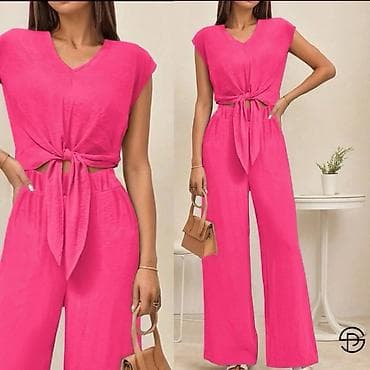 koncane pantalone: Ženski komplet – top i pantalone širokih nogavica S M L XL 2XL 3XL — 6