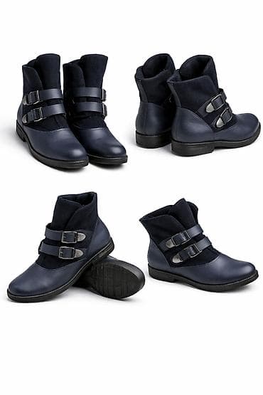 Ženske gležnjače – tamnoplave - Dizajn: moderni hibrid glatke kože i