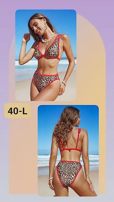 bershka odeca: Ženski dvodelni kupaći kostim – leopard print sa crvenim ivicama - — 1
