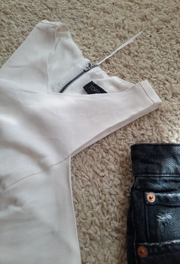 mindjuse sa ruskom kopcom: Topshop, XS (EU 34), Viscose, Single-colored, color - White — 3