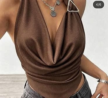 terranova topovi: Majica crop top bez rukava sa drapiranim „waterfall“ dekolteom i — 2