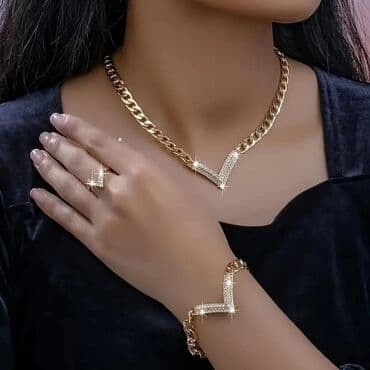 zlatne minđuše cena: Set: Bracelet, Necklace, Ring, Material: Stainless steel — 2