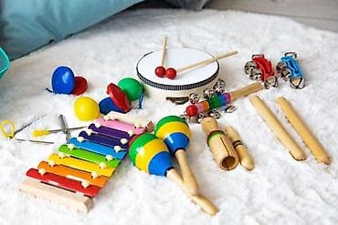 napravi sam muzicki instrument: Drveni muzički instrumenti za decu – set od 10 komada sa rancem Šifra — 4