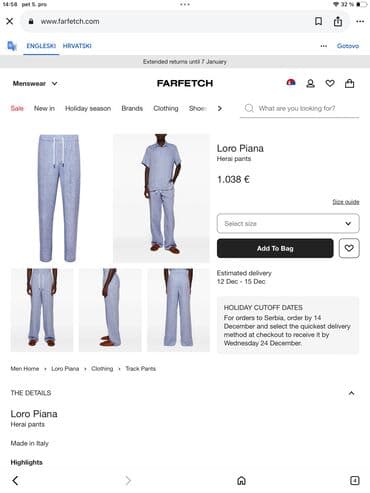 Duksevi: Original Loro Piana pantalone 34 / PANTALONE OD 1000€ KAO NOVE 100% — 8