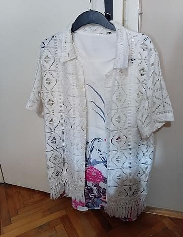 set za negu bebe: Ženska letnja kombinacija – bluza bez rukava + heklani kardigan - — 3
