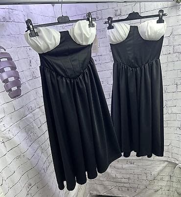 guess mindjuse cena: 🔥Elegantna midi haljina bez bretela – crno-bela po hit ceni 2000 din — 5