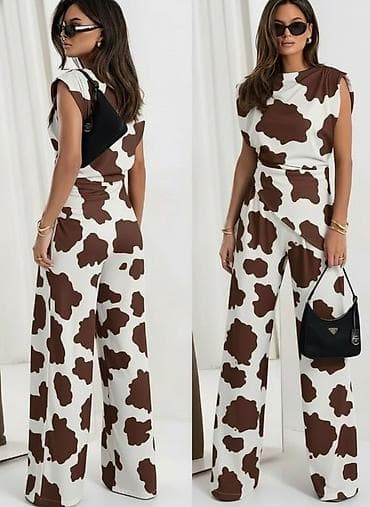 pantalone mango: 🔥Ženski komplet – top bez rukava i široke pantalone sa visokim — 3