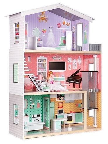 Kućice za lutke: Drvena kućica za lutke sa liftom – ECOTOYS Candy Residence Šifra — 2