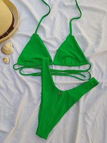 set prstenja: Ženski bikini set – trougao top + V-cut gaćice s ukrasnim leptirićem — 4