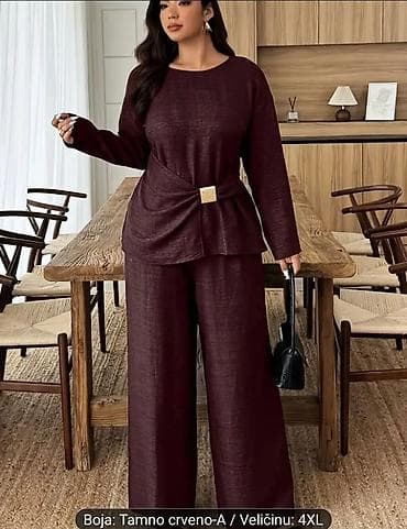 luna kompleti 2023: Damski komplet – tamno crveno (A), veličina 4XL Elegantni dvodelni — 2