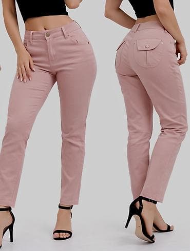 mona torbica bez: Ženske pantalone u puder‑roze boji - Klasican kroj ravnih nogavica — 1