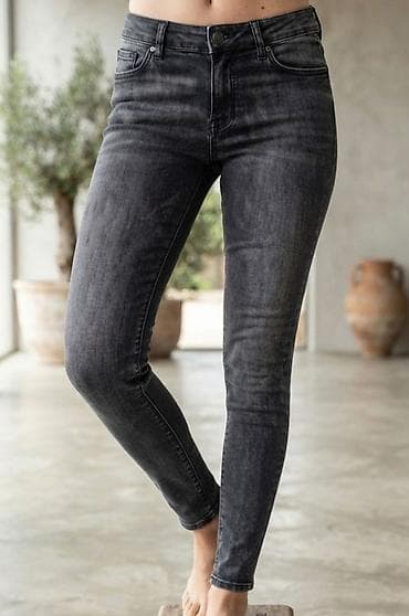 pantalone polu obim: Ženske skinny farmerke – tamno sivi „washed“ efekt - Kroj: uske — 1