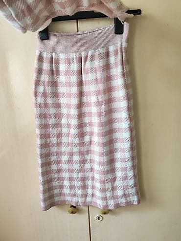 sandale cizme: Dvodijelni pleteni komplet – top i suknja - Uzorak: sitna karo — 2