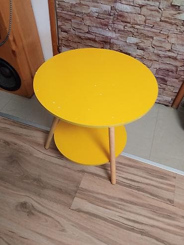 Dečiji nameštaj: Okrugli pomoćni stočić sa dve police - Dizajn: moderan skandinavski — 2