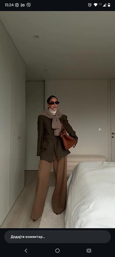 p. s prsluci: ZARA ženski blejzer sa kaišem – pepito pruge, bez revera - Model — 2