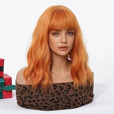 piling za telo: Ova narandžasta, talasasta perika srednje dužine, sa šiškama, nudi — 4