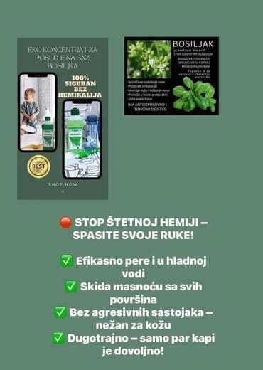 Kućna hemija i proizvodi za kuću: 💧koncentrat za sudove💧 ‼️sadrži ekstrakt bosiljka i glicerin. ‼️zbog — 1