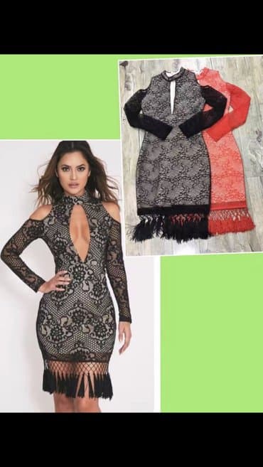 najlepse haljine za svecane prilike: M (EU 38), color - Black, Cocktail, Long sleeves — 2
