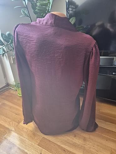 bele tunike: Ženska bluza sa dugim rukavima – boja bordo/šljiva - Materijal — 2