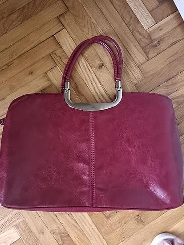 mona torbe snizenje: Elegantna tašna u bordo/cranberry boji, klasičnog, pravougaonog kroja — 3