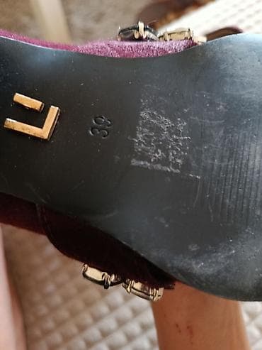 baletanke 39: Ženske cipele Lost Ink– bordo baršun sa dekorativnim kamenčićima - — 6