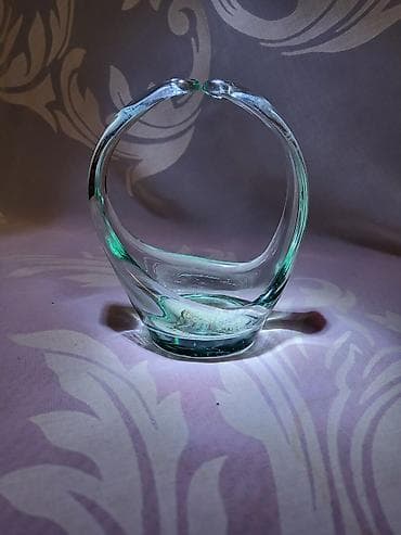 Korpa nova duvano staklo Albi glass Spanija 70te. Korpa rucni rad,sve