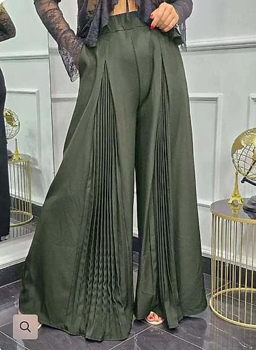 torbice svecane: Ženske široke pantalone sa plisiranim panelima - Kroj: extra široke — 4