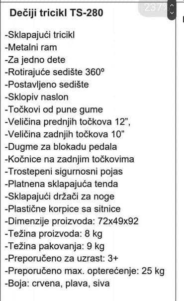 espadrile sa masnom: Kvalitetan tricikl sa trendom NOVO!
11.199 din

JJ 
Igr 2 — 4