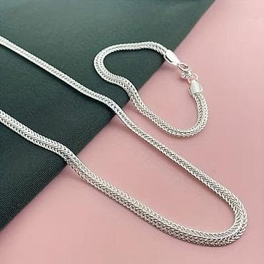 gumene cizme 37 broj: Srebrni set lančić + narukvica, pleteni „foxtail” (lisji rep) dizajn — 4