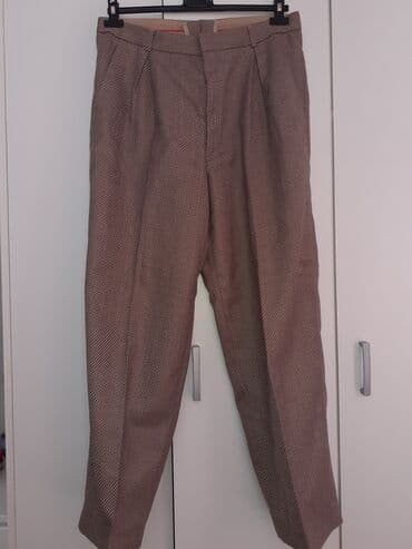 Pantalone: Elegantne pantalone sa sitnim dijagonalnim prugama (braon/bež ton)