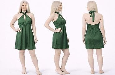 Skirts: Elegantna, kratka haljina smaragdno zelene boje sa halter kragnom — 4