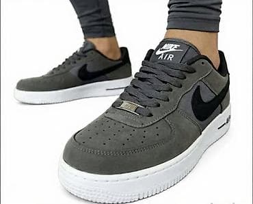 Nike Air Force 1 – muške patike, siva/ crna - Klasičan AF1 dizajn sa