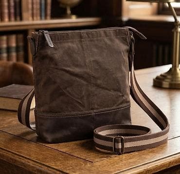 Torba preko ramena – voskirano platno i prirodna koža - Materijal